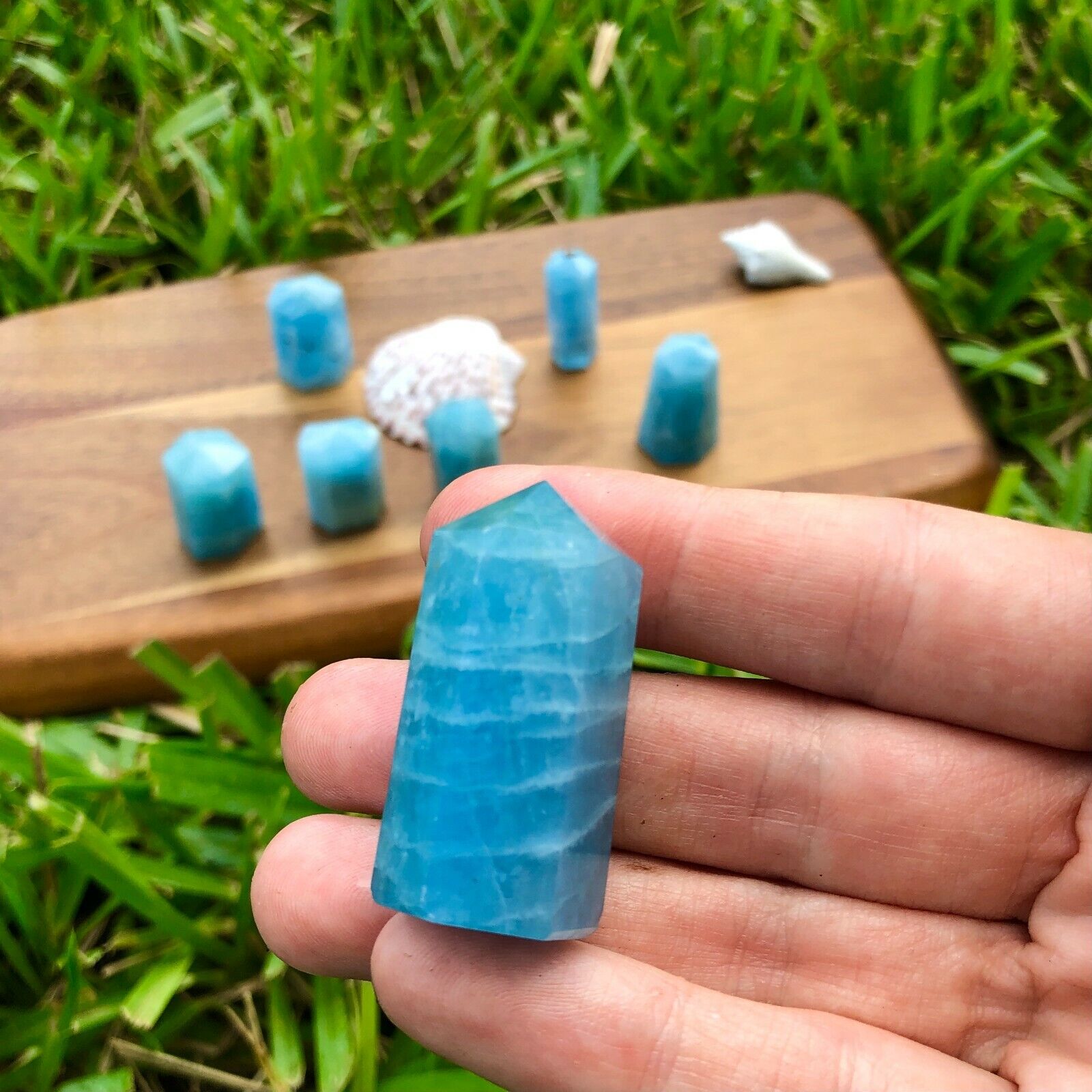 Natural Pure Aquamarine Point Crystal Pure Quality. Throat Chakra activation, 