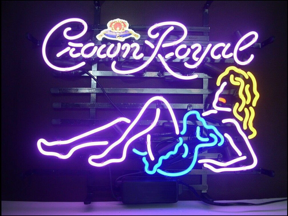 New Crown Royal Girl Bar Decor Artwork Neon Light Sign 24