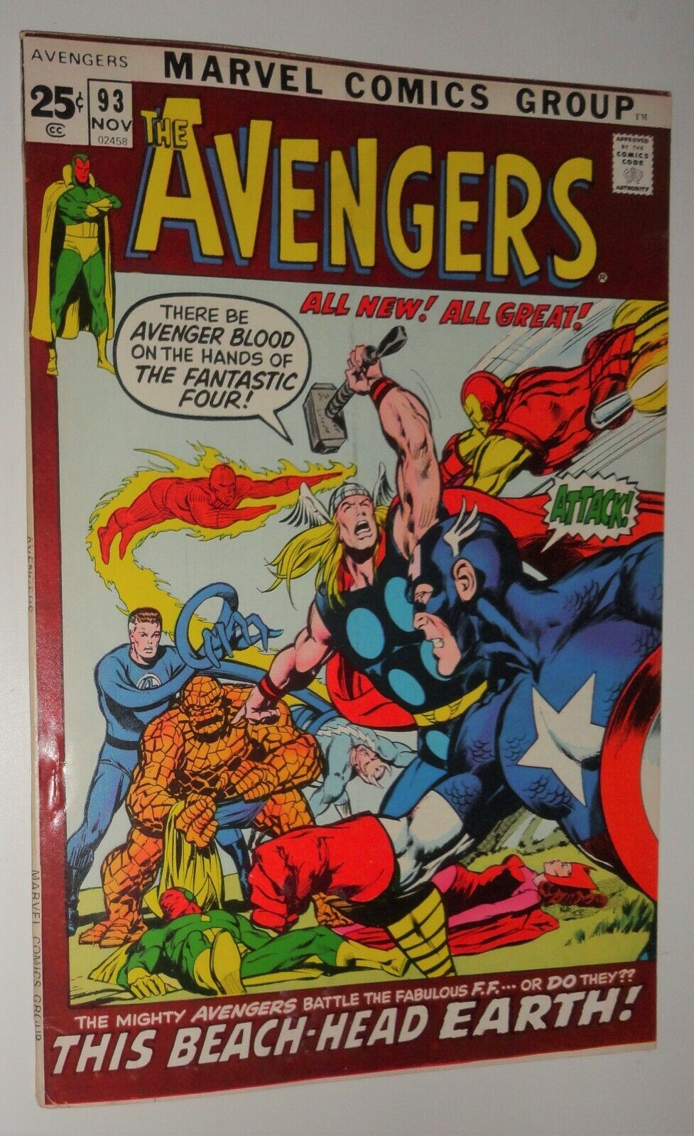 AVENGERS #93 52 PAGE GIANT NEAL ADAMS CLASSIC VF+ 8.5 1971  RARE IN HIGH GRADE