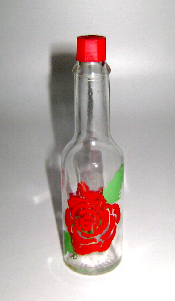 Vintage Tabasco Pepper Sauce Bottle Rose Decorations McIlhenny cap