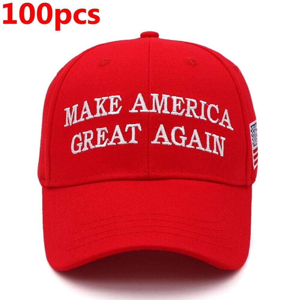 100pcs 2024 MAGA Make America Great Again President Donald Trump Hat Cap Red