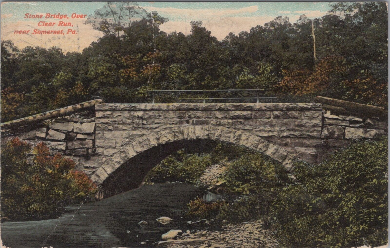 Stone Bridge Over Clear Run near Somerset Pennsylvania Postcard