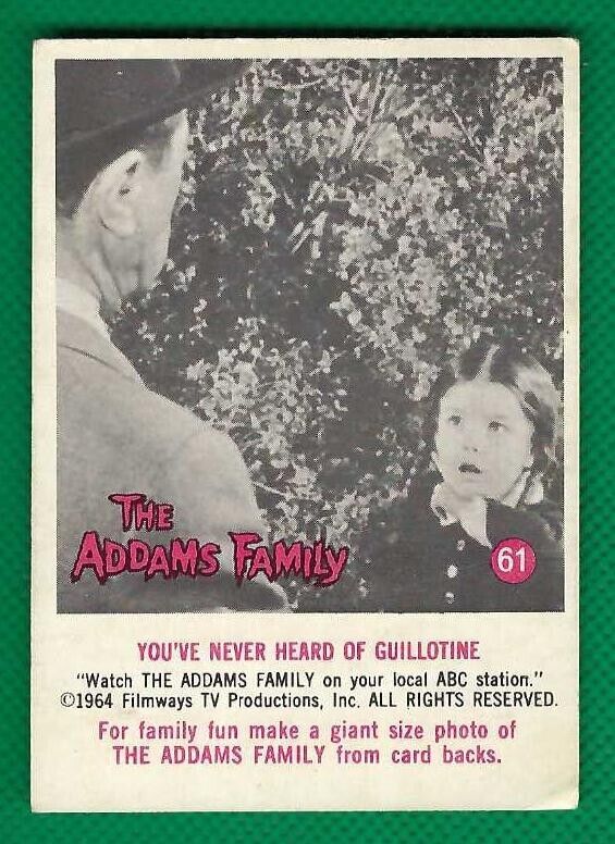 1964 DONRUSS THE ADDAMS FAMILY TRADING CARD #61-Excellent-NR MT