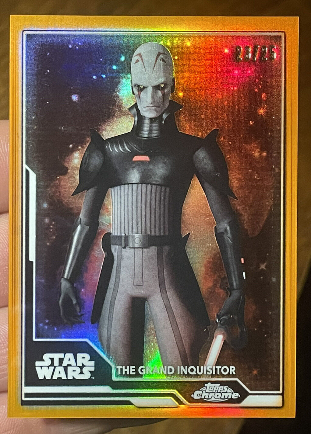 TOPPS STAR WARS CHROME LEGACY /25 ORANGE REFRACTOR THE GRAND INQUSITOR PACK PULL