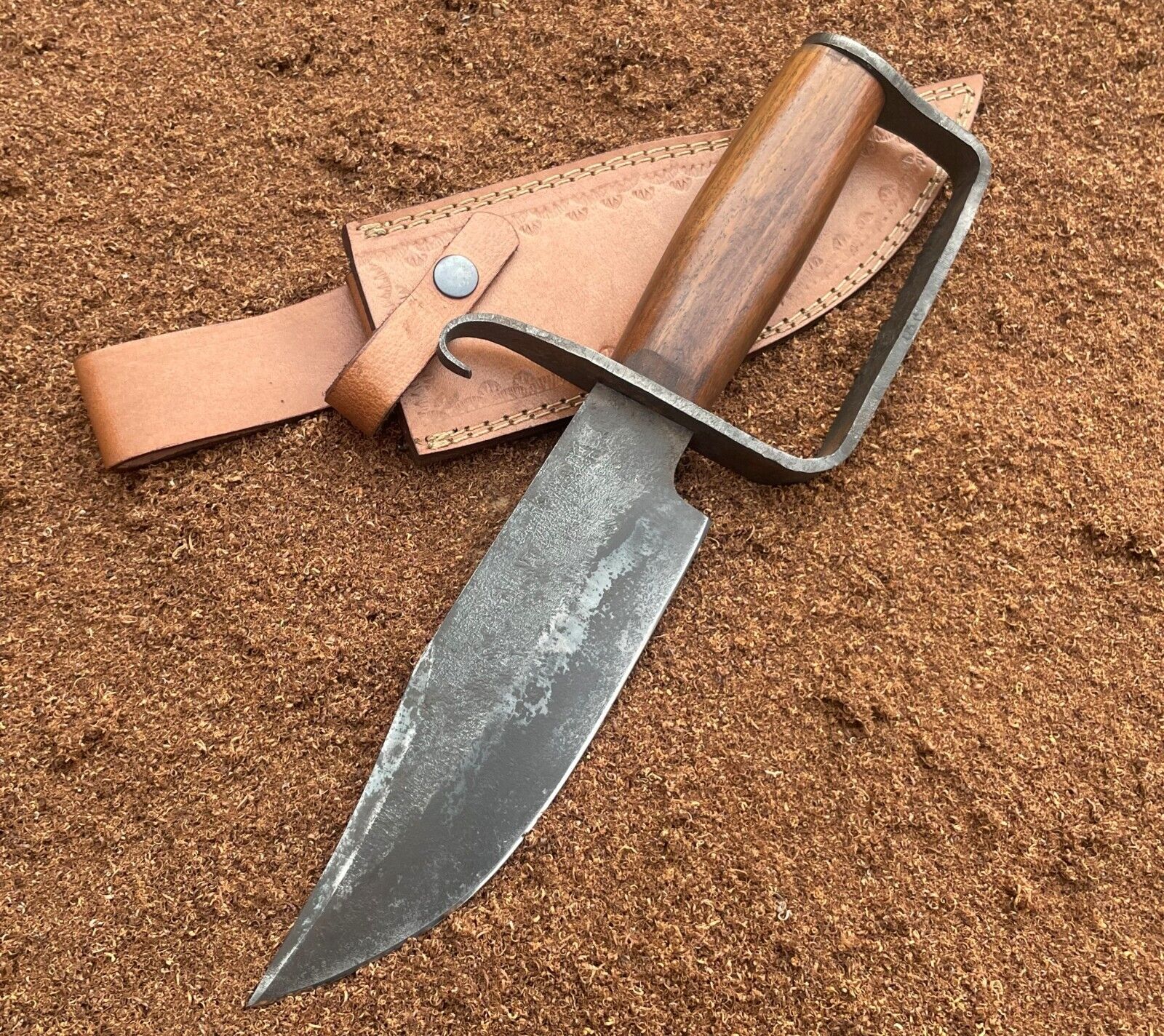 Hand Forged Custom Made Confederate D Guard Bowie Knife