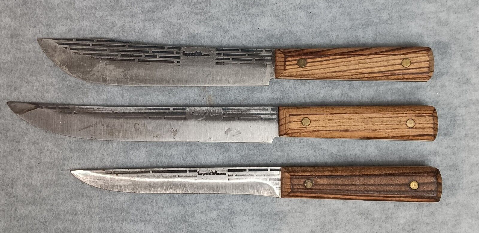 Lot of 3 Vintage FORGECRAFT HI-CARBON Kitchen Knives