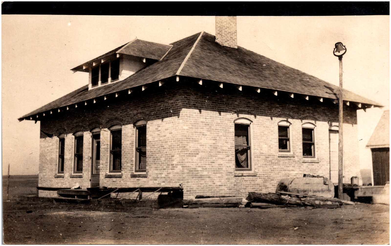 Brick Railroad Building in Scotts Bluff Nebraska NE 1910s RPPC Postcard Photo