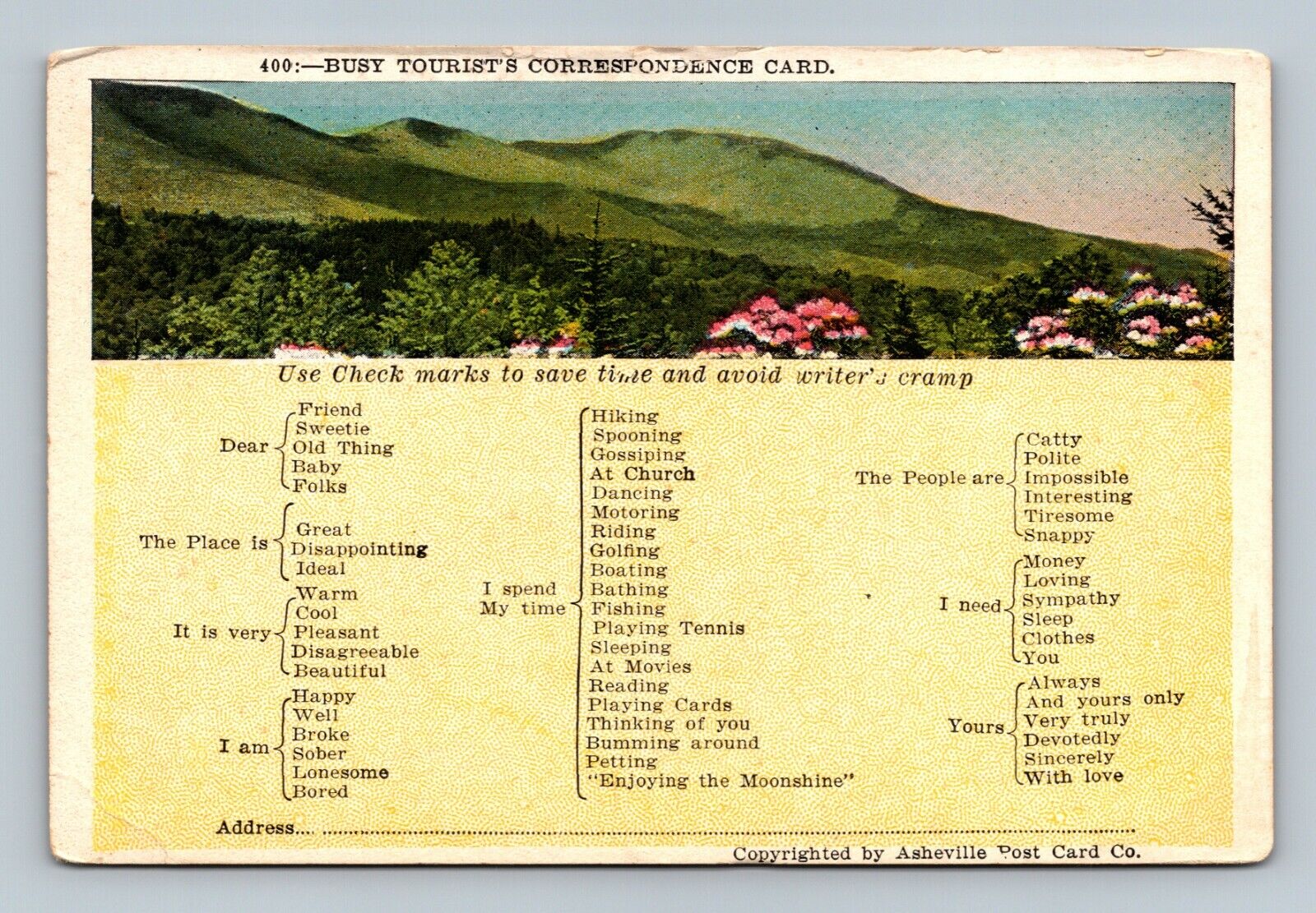Vintage Postcard - Busy Tourist\'s Correspondence Card