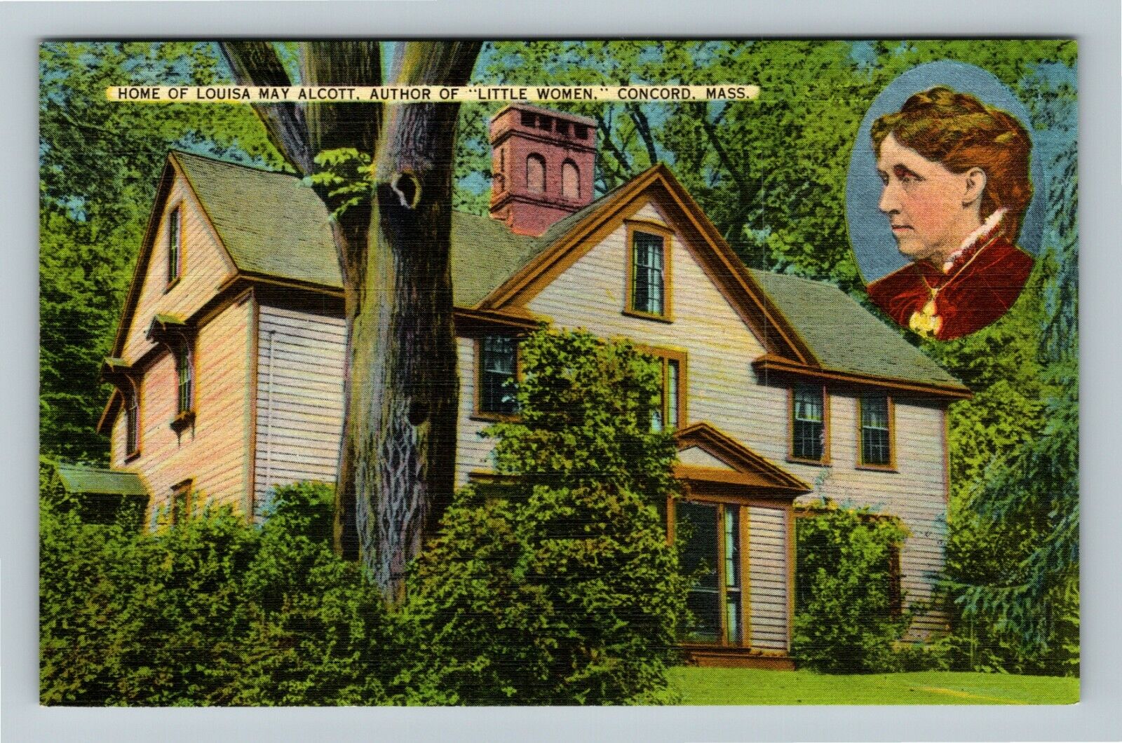 Concord MA-Massachusetts Louisa Alcott House Little Women Vintage Postcard