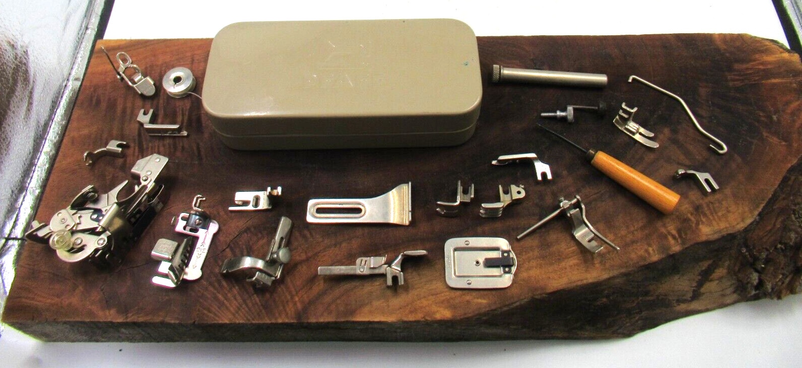 Vintage PFAFF Sewing Machine Metal Box with 21 pc Attachments