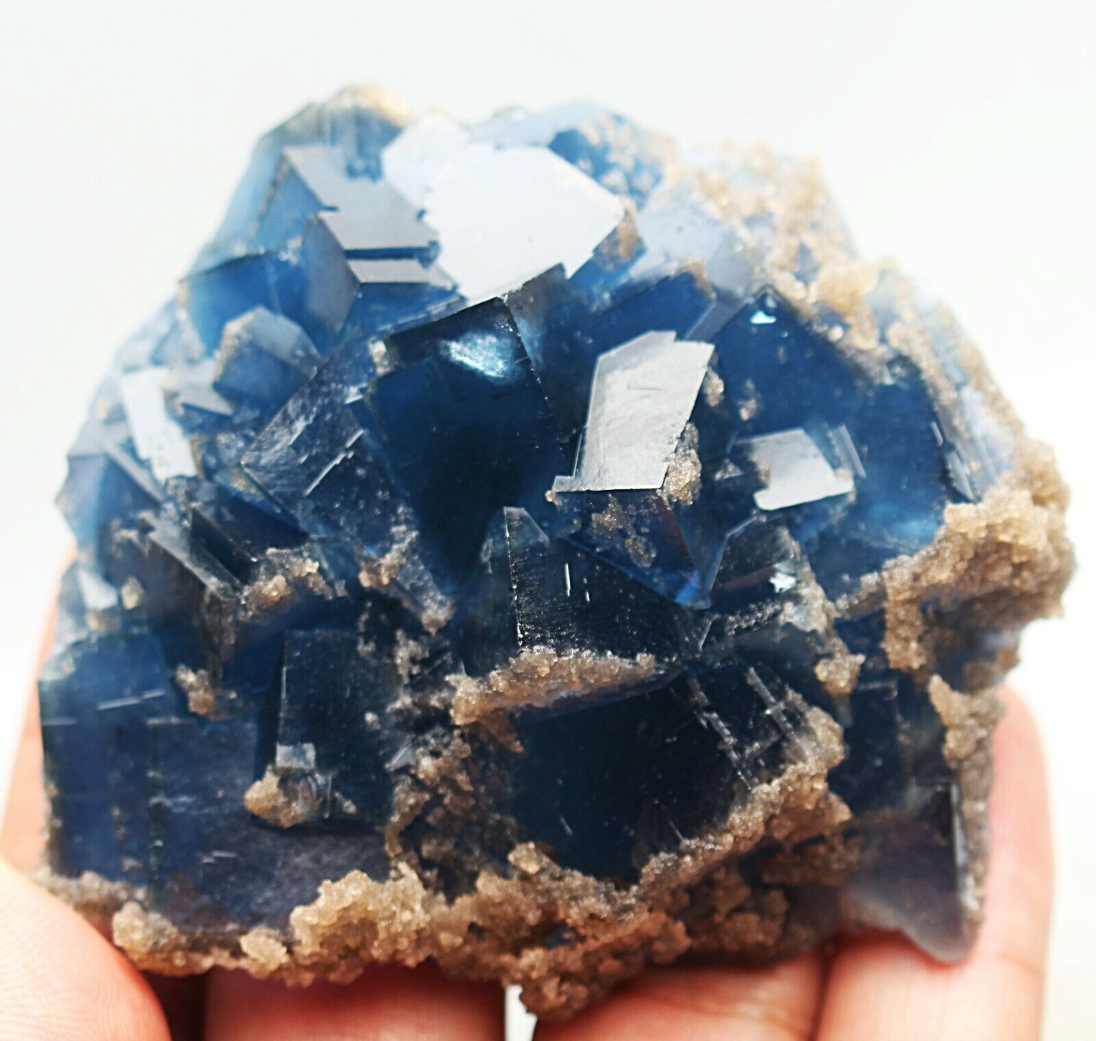 180g Rare Transparent Blue Cube Fluorite Crystal Specimen/China