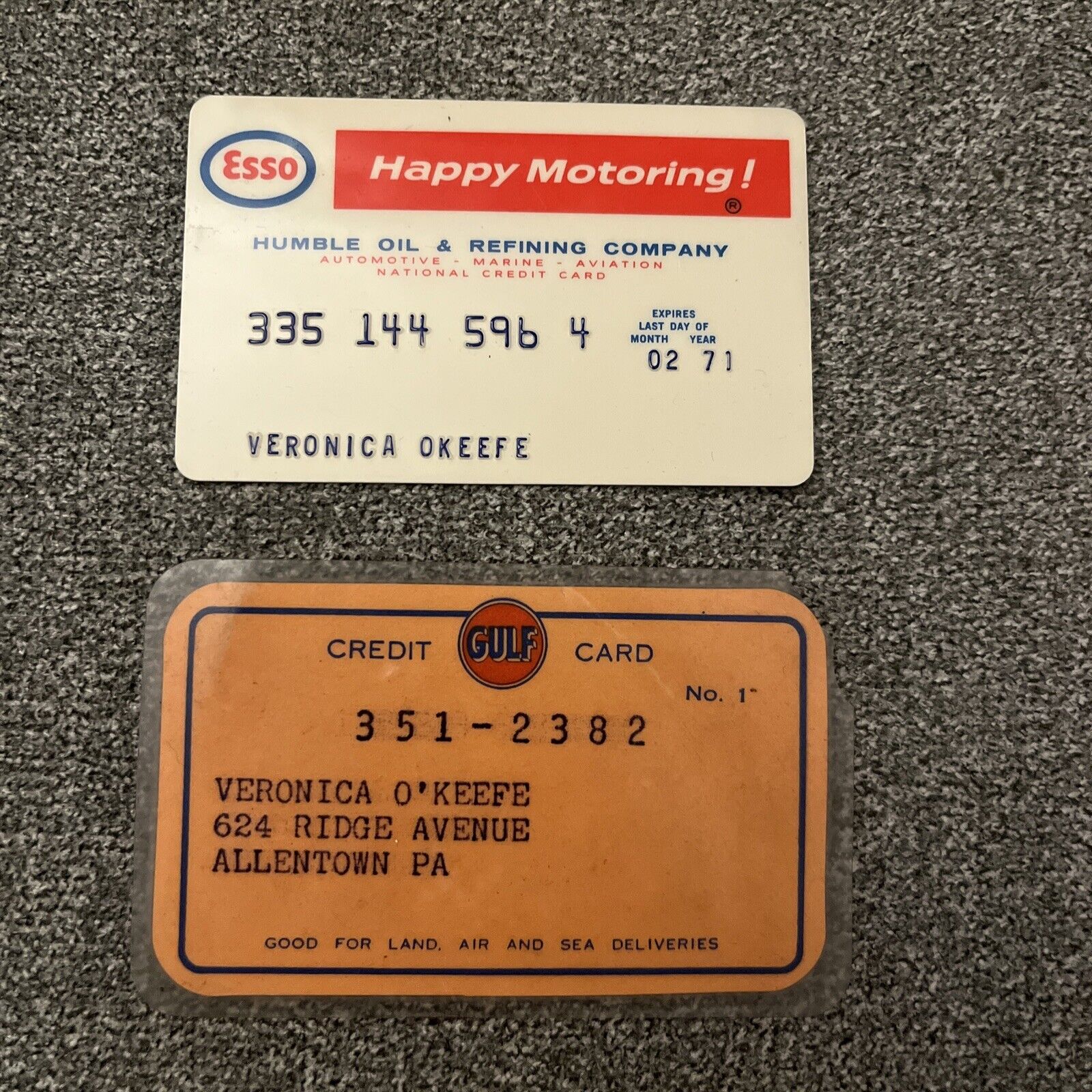 Vintage Esso & Gulf Oil Charge Credit Cards