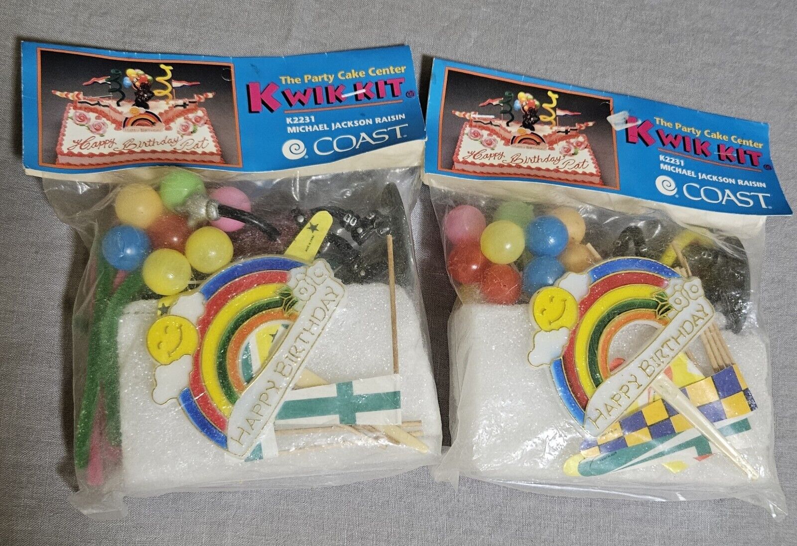 Lot 2 Kwik Michael Jackson California Raisins Birthday Cake Kits Vintage Rare