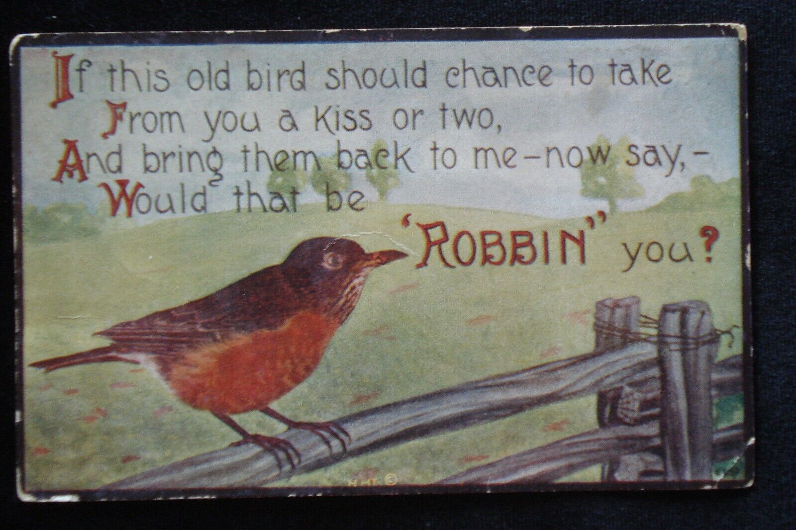 VTG 1912 ROBIN BIRD STANZA POEM H. TAMMEN QUICK MESSAGE POSTCARD ~ GRINNELL IA
