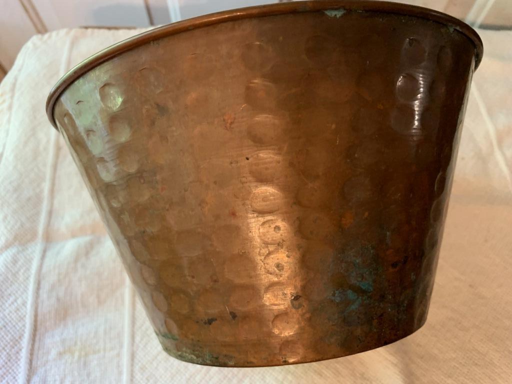 Vintage Hammered Copper Planter Flower Pot Container Waste Basket