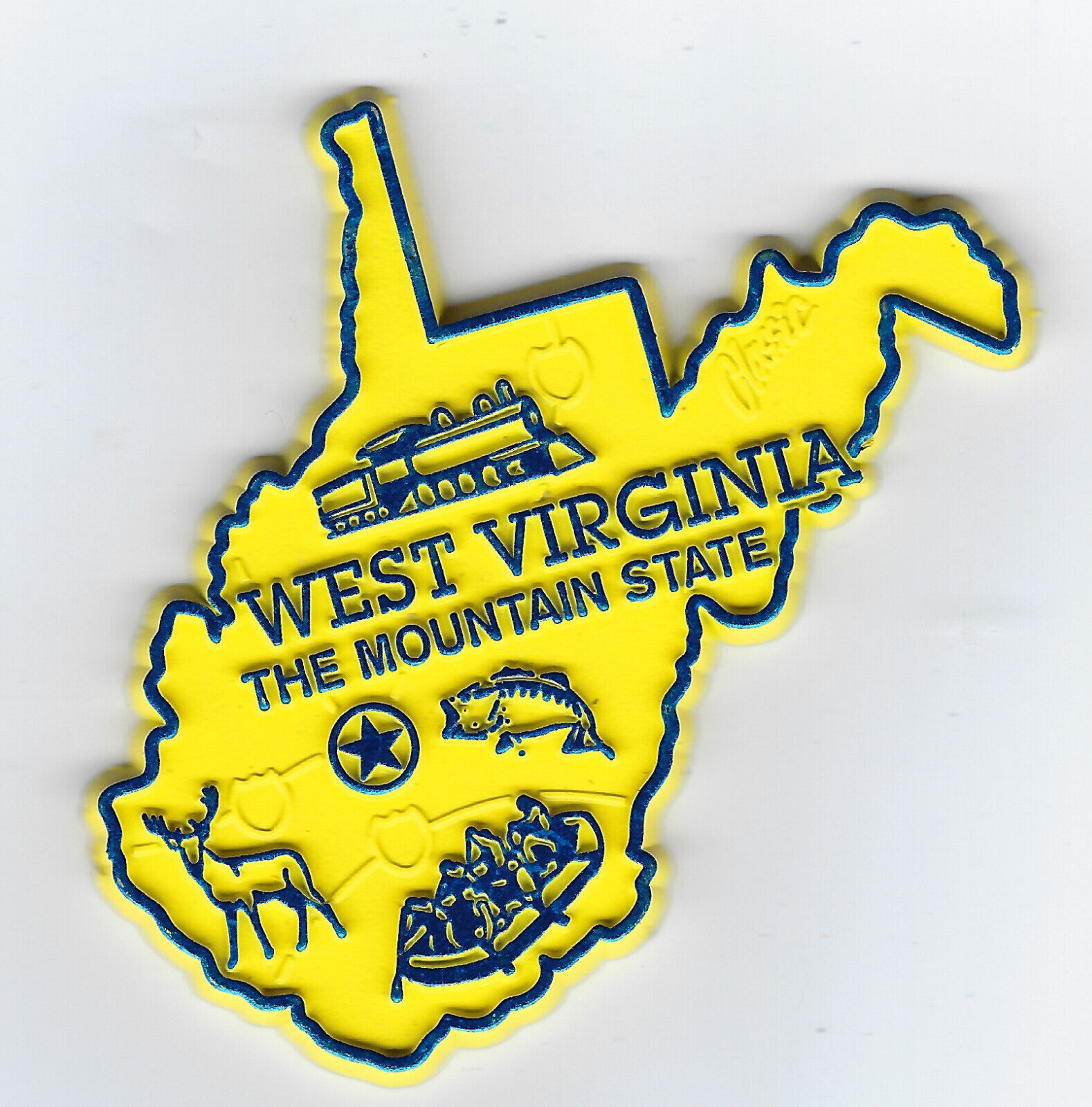 WEST VIRGINIA     THE  MOUNTAIN  STATE OUTLINE MAP MAGNET,   NEW