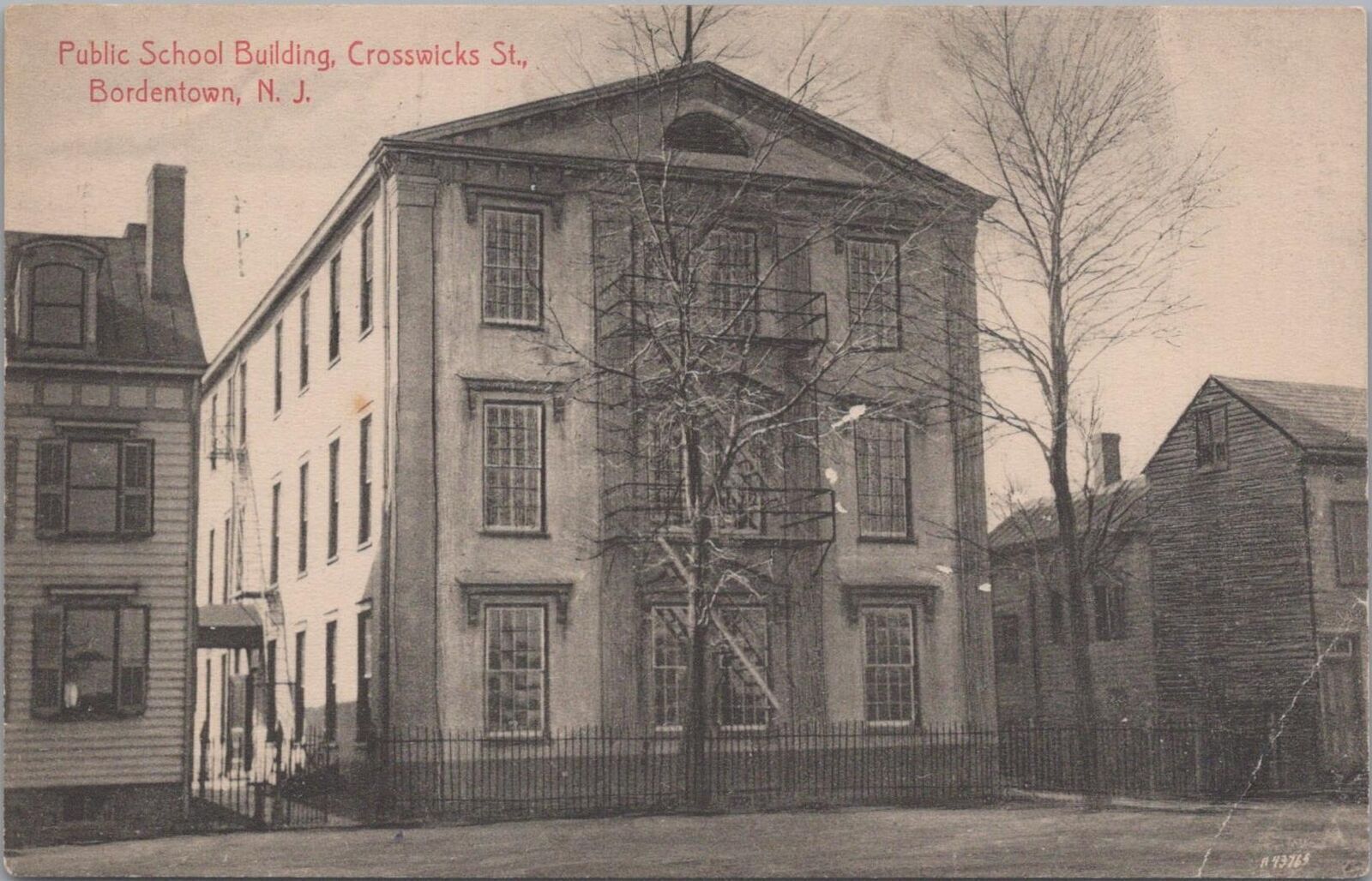 Postcard Public School Building Crosswicks St Bordentown NJ 