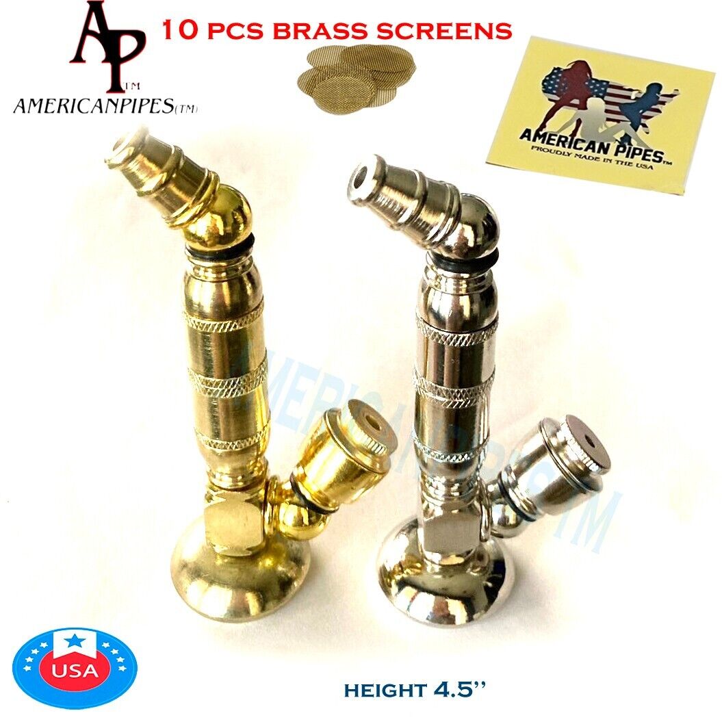 Americanpipes™ 2 PCS small long Chamber metal smoking Pipe w 10 brass screens