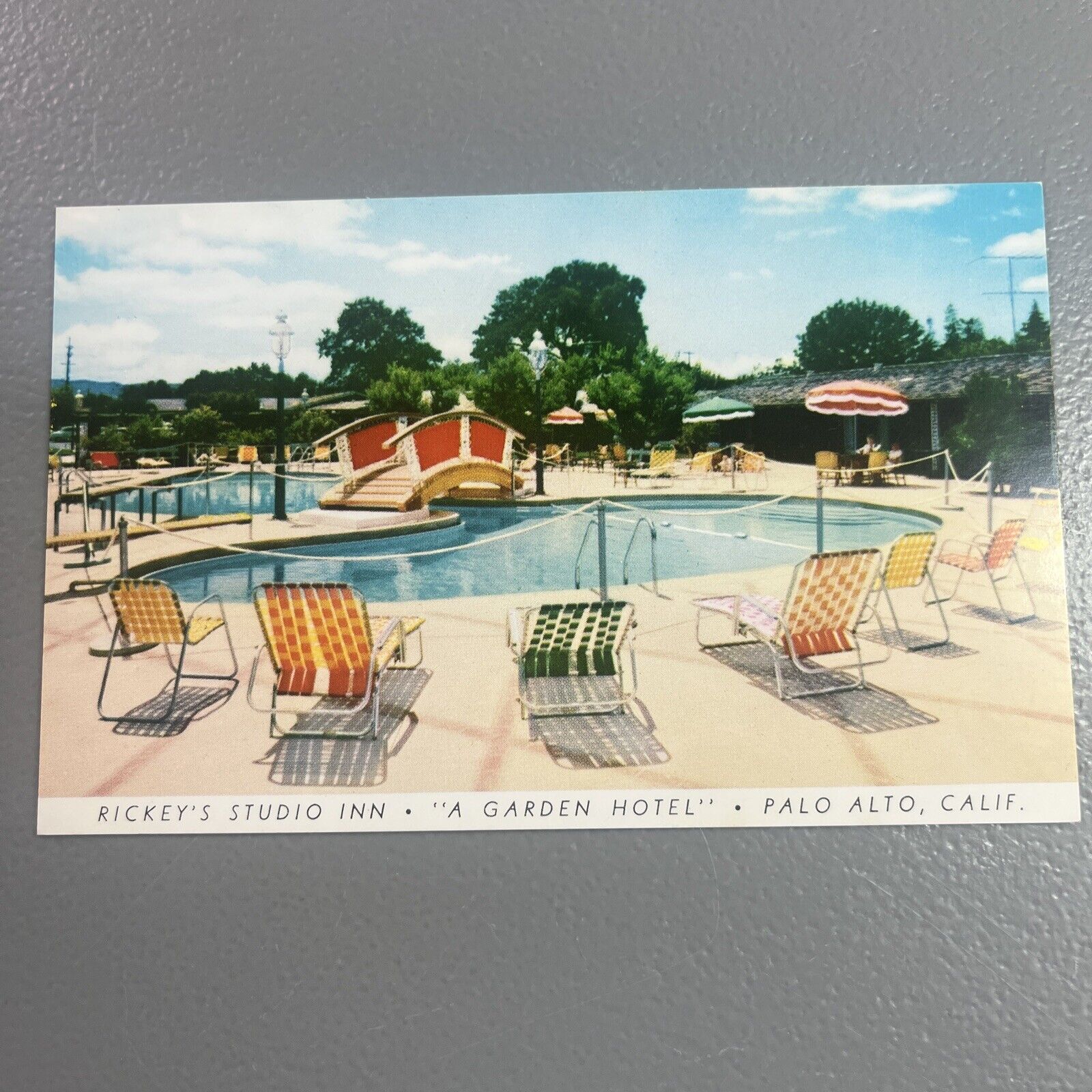 RICKEY'S STUDIO INN Swimming Pool Palo Alto, CA c1950s San Francisco Postcard