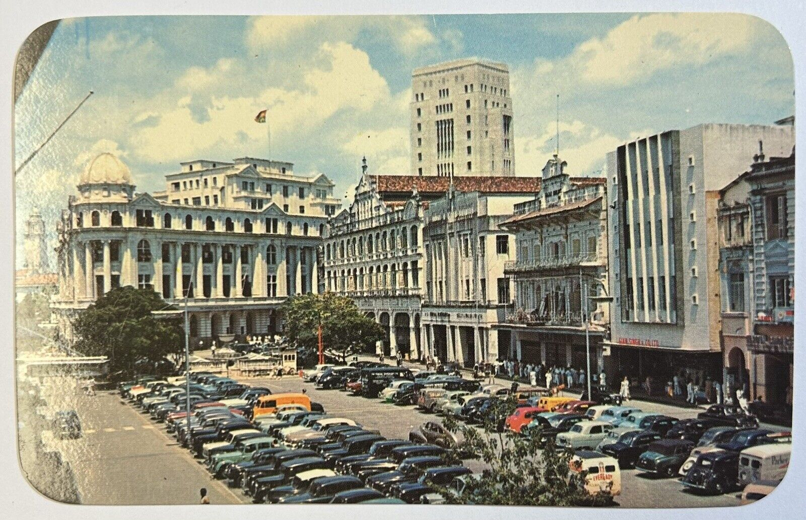 Raffles Place, Singapore Street View Postcard, Vintage Unposted Card