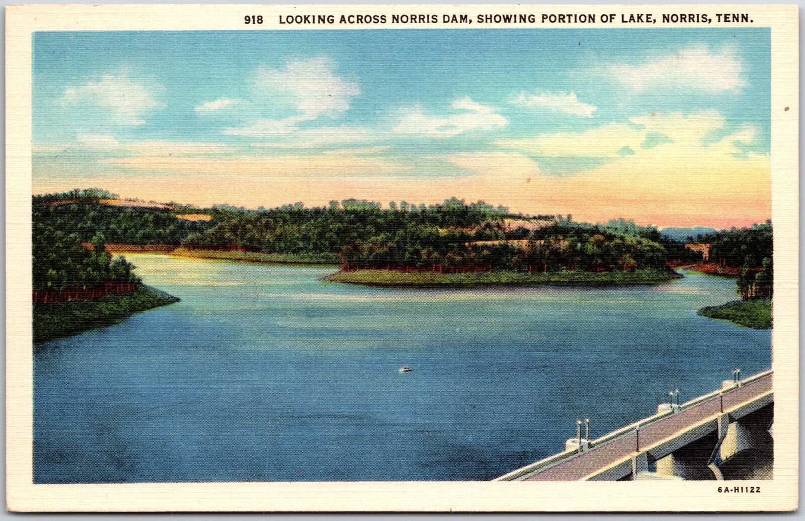 Looking Across Norris Damn Showing Portion Of Lake Norris Tennessee TN Postcard