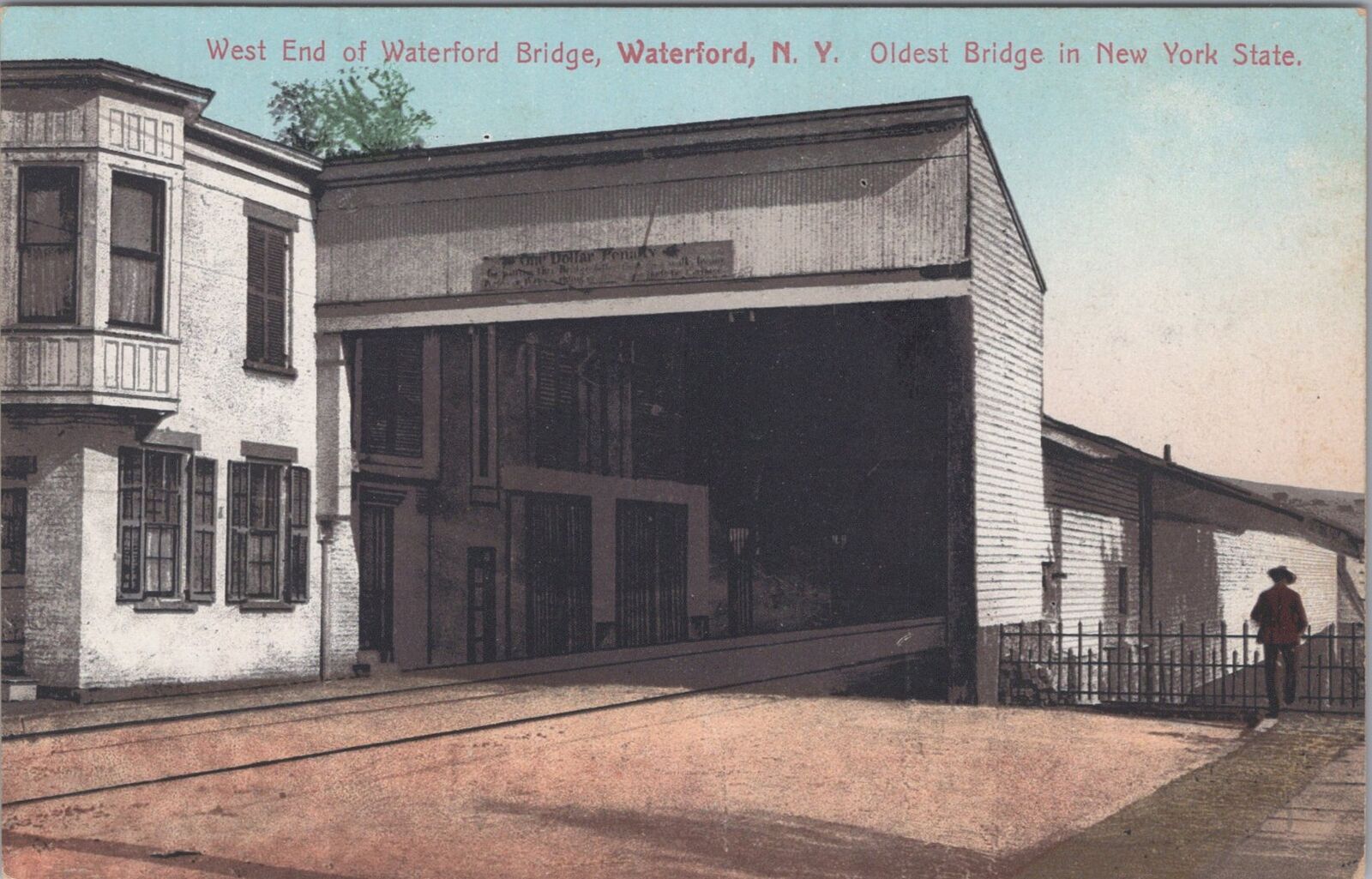 West End of Waterford Bridge Tracks Waterford, New York c1910s Unposted Postcard