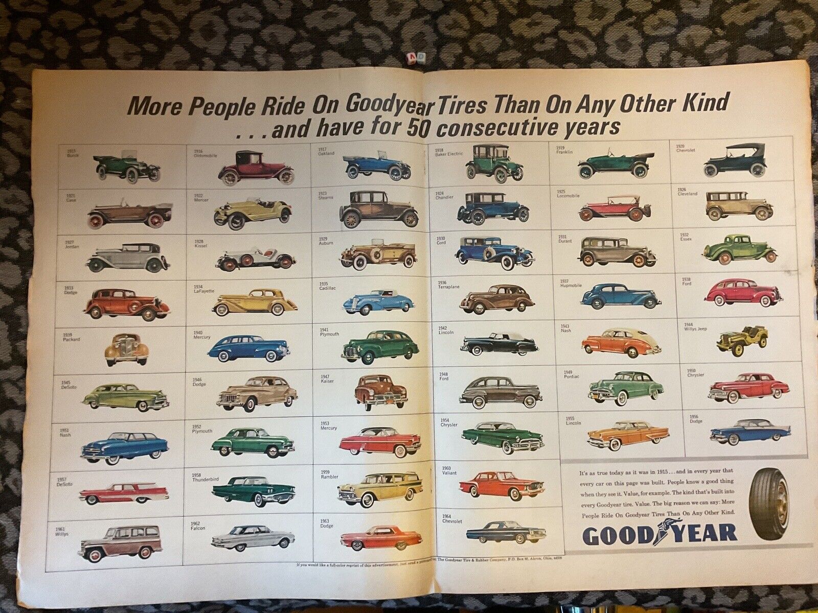 Goodyear Advertising Poster, 1965, Original Centrefold Large Size