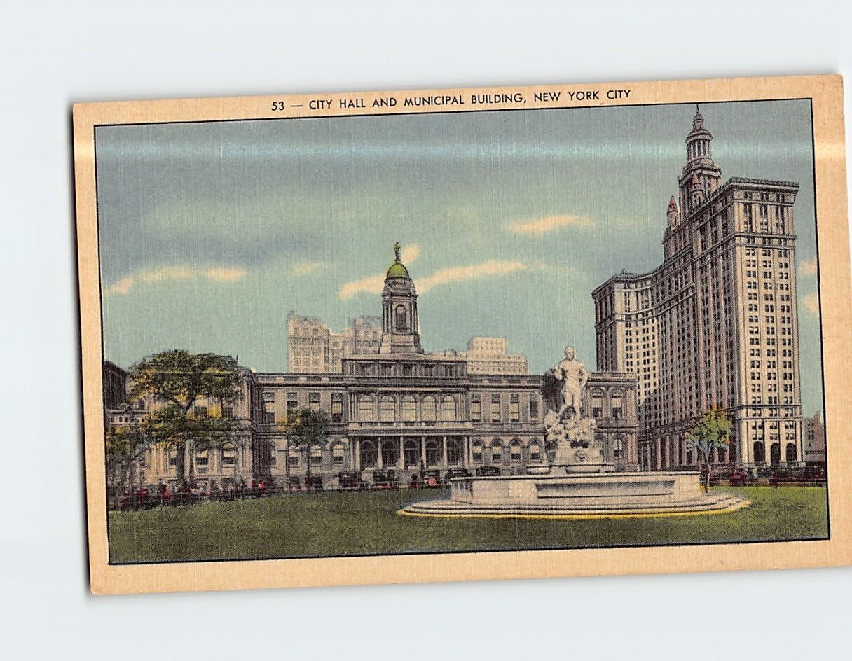 Postcard City Hall And Municipal Building New York City New York USA