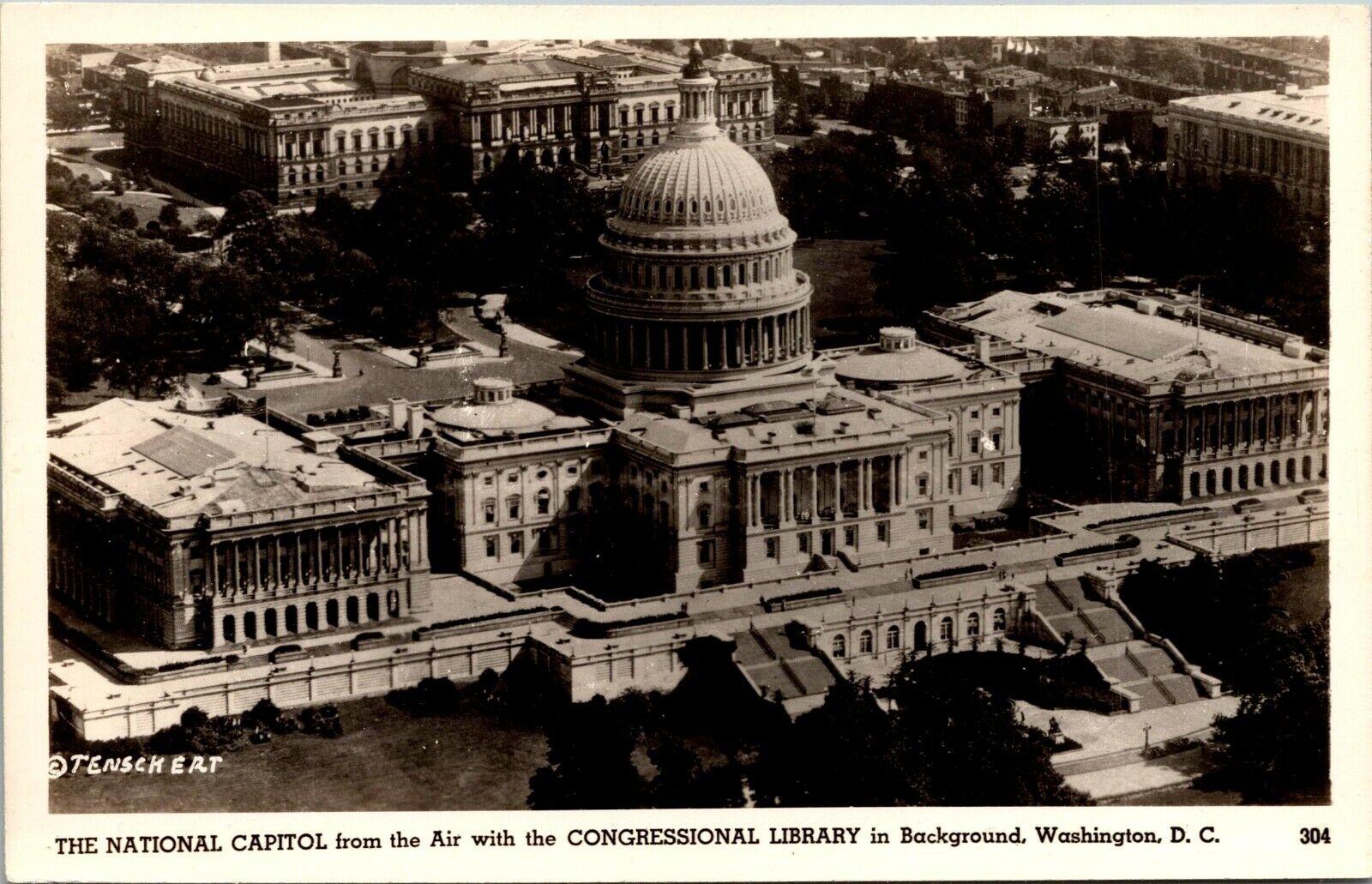 RPPC Postcard National Capitol From The Air Washington DC RPPC