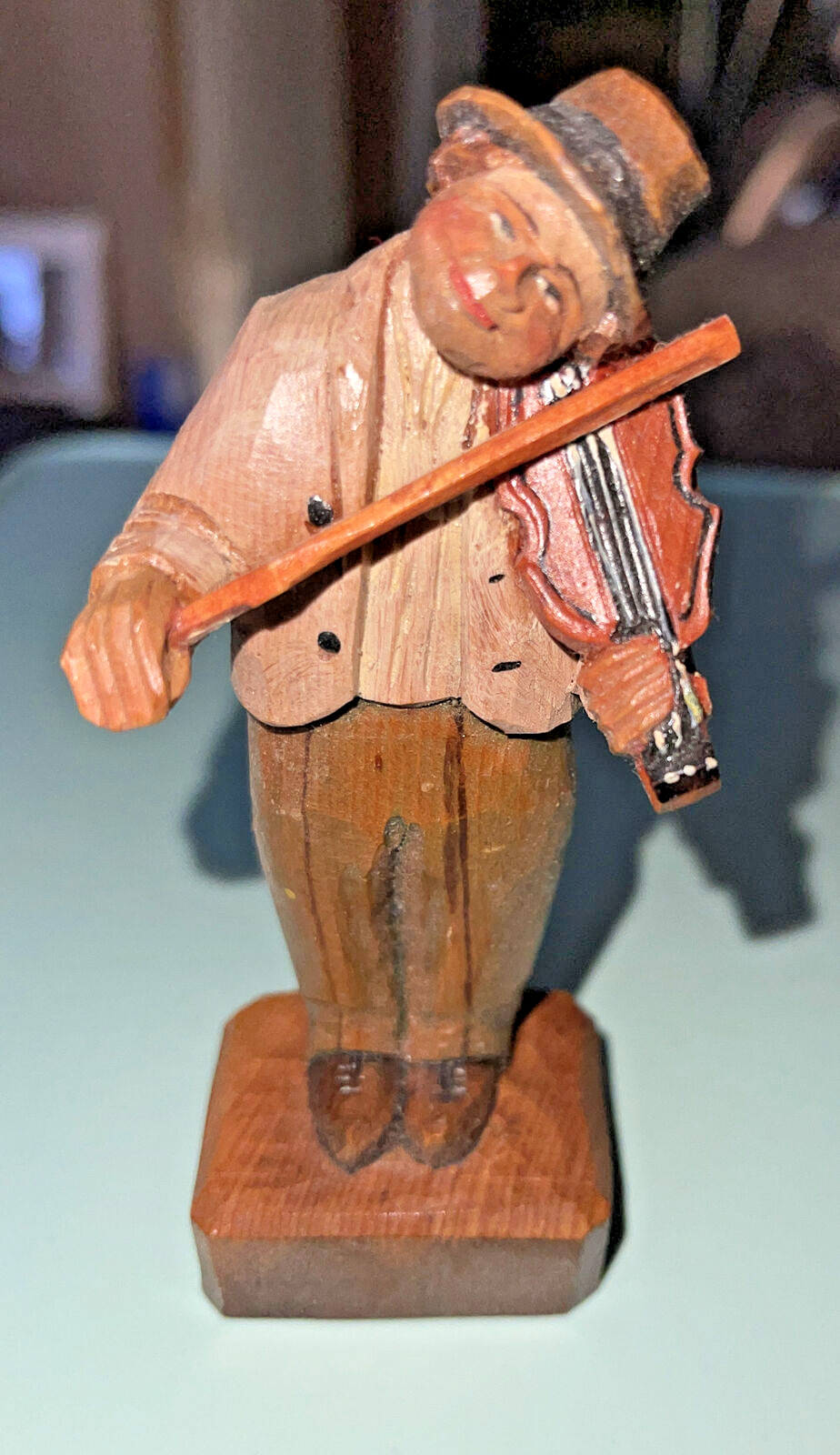 ANRI Italian Wood Carved Man w/Violin Original Sticker Great Condition #6 of 77
