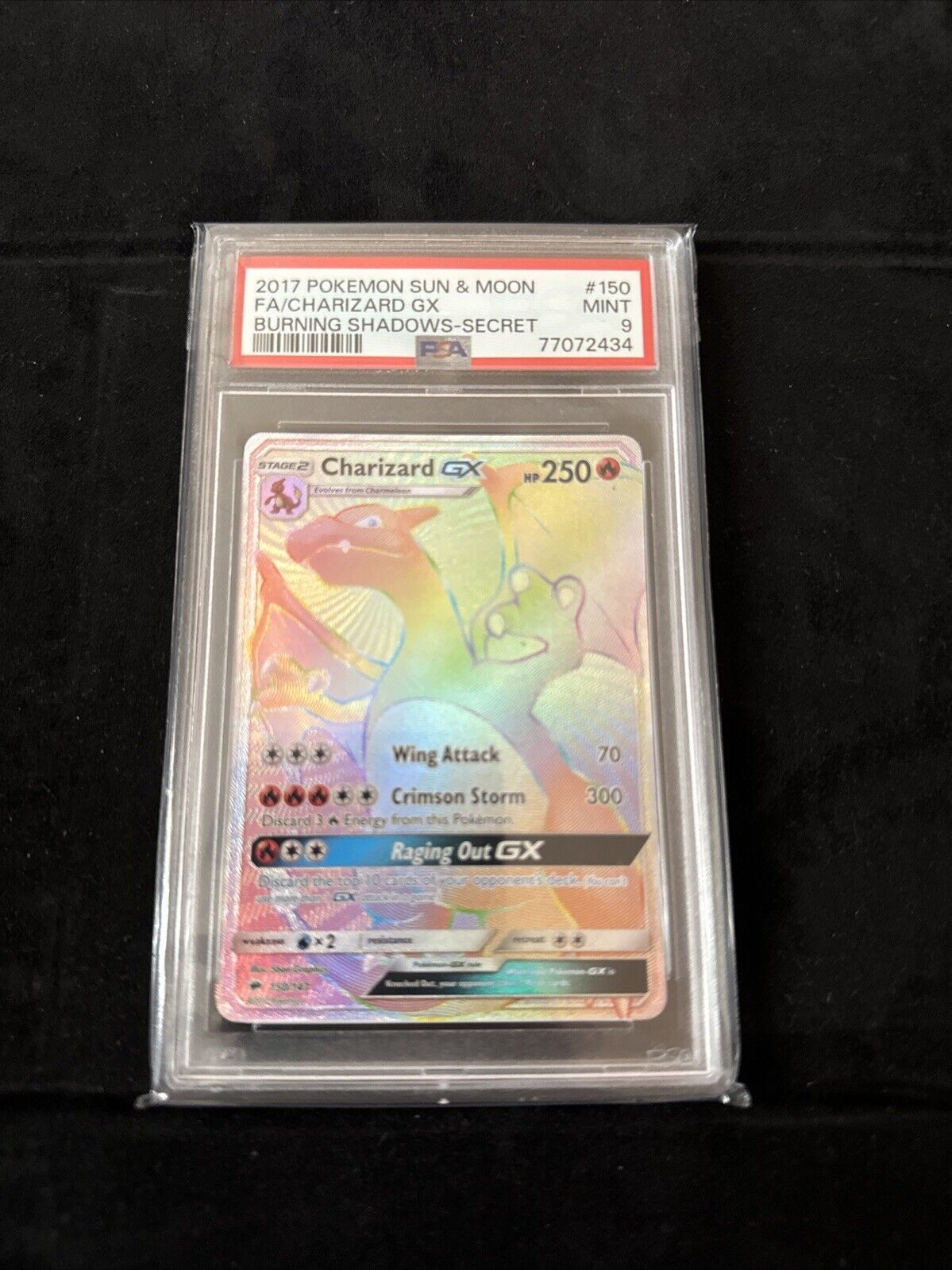 Charizard GX - Pokemon Card - 150/147 - Burning Shadows  - PSA 9 - Regrade 10