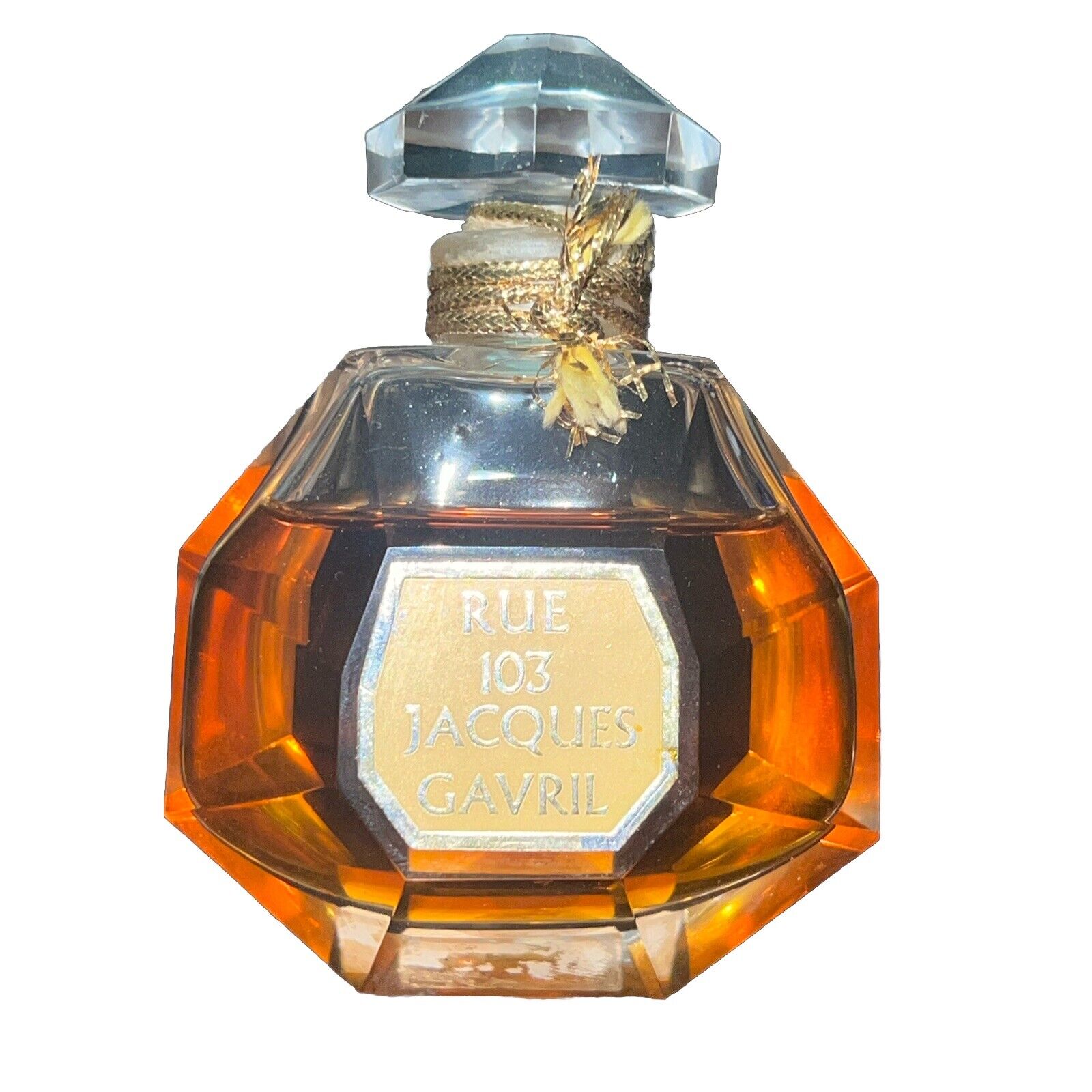 Vintage Rue 103 Perfume Jacques Gavril 1oz Splash Corded Glass Bottle RARE