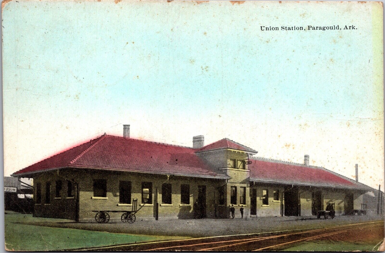 Postcard Union Railroad Train Station in Paragould, Arkansas