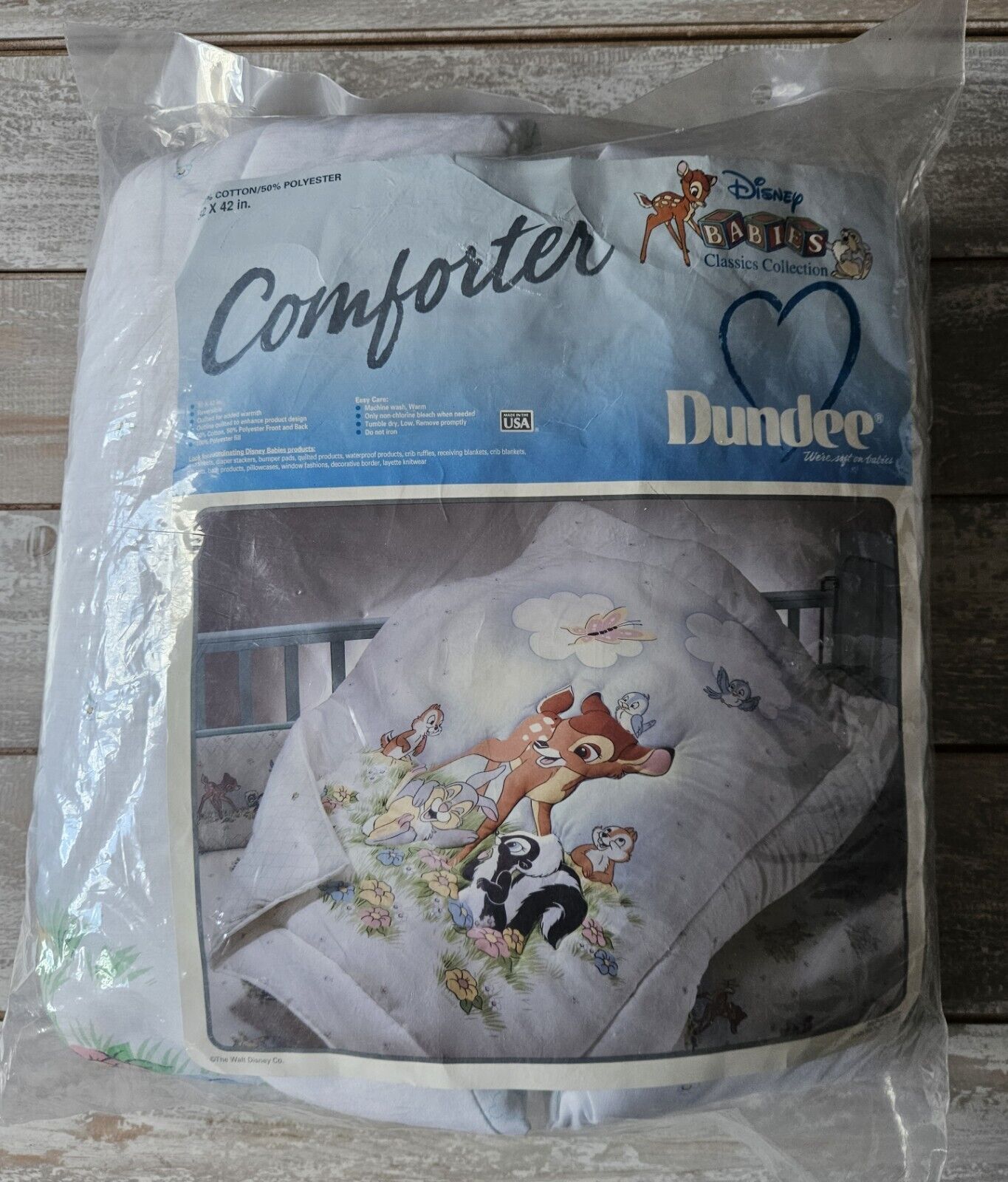 Vintage Disney Bambi Dundee Comforter 32x42 NIP Disney Babies