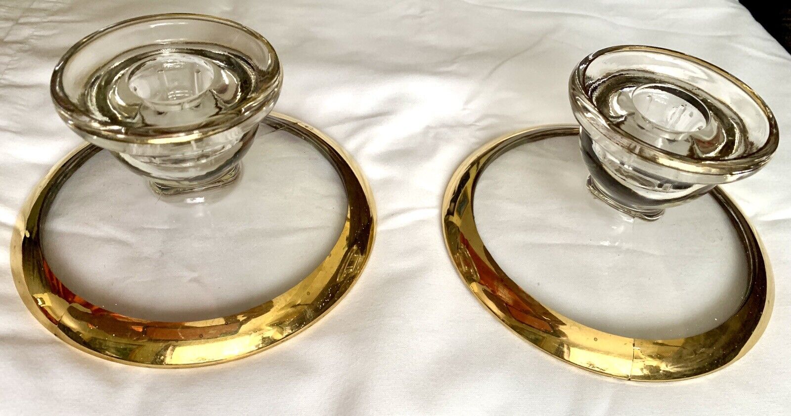 antique candle holders pair