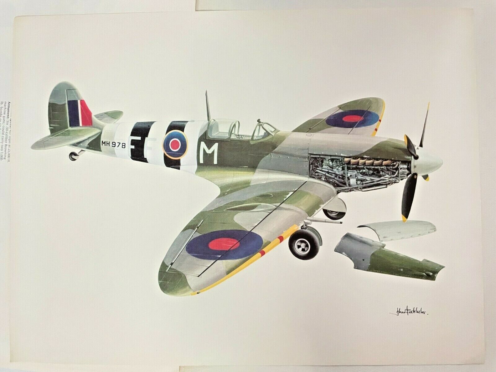 WW2 Spitfire Print by Time Life 1979; P51 Mustang Messerschmitt Zero Corsair