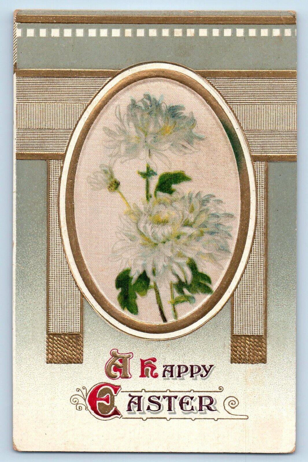 Barton Wisconsin WI Postcard Easter Art Nouveau Flowers Embossed 1922 Vintage