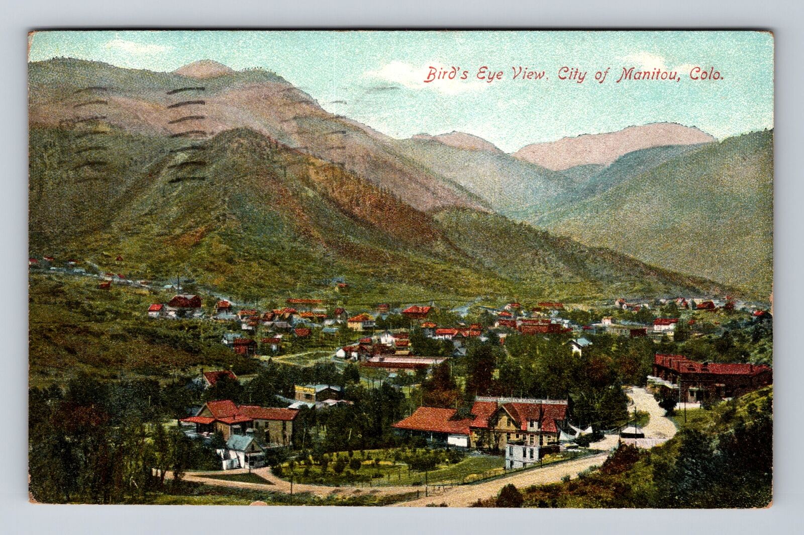 Manitou CO-Colorado, Aerial Of Town Area, Antique, Vintage c1908 Postcard