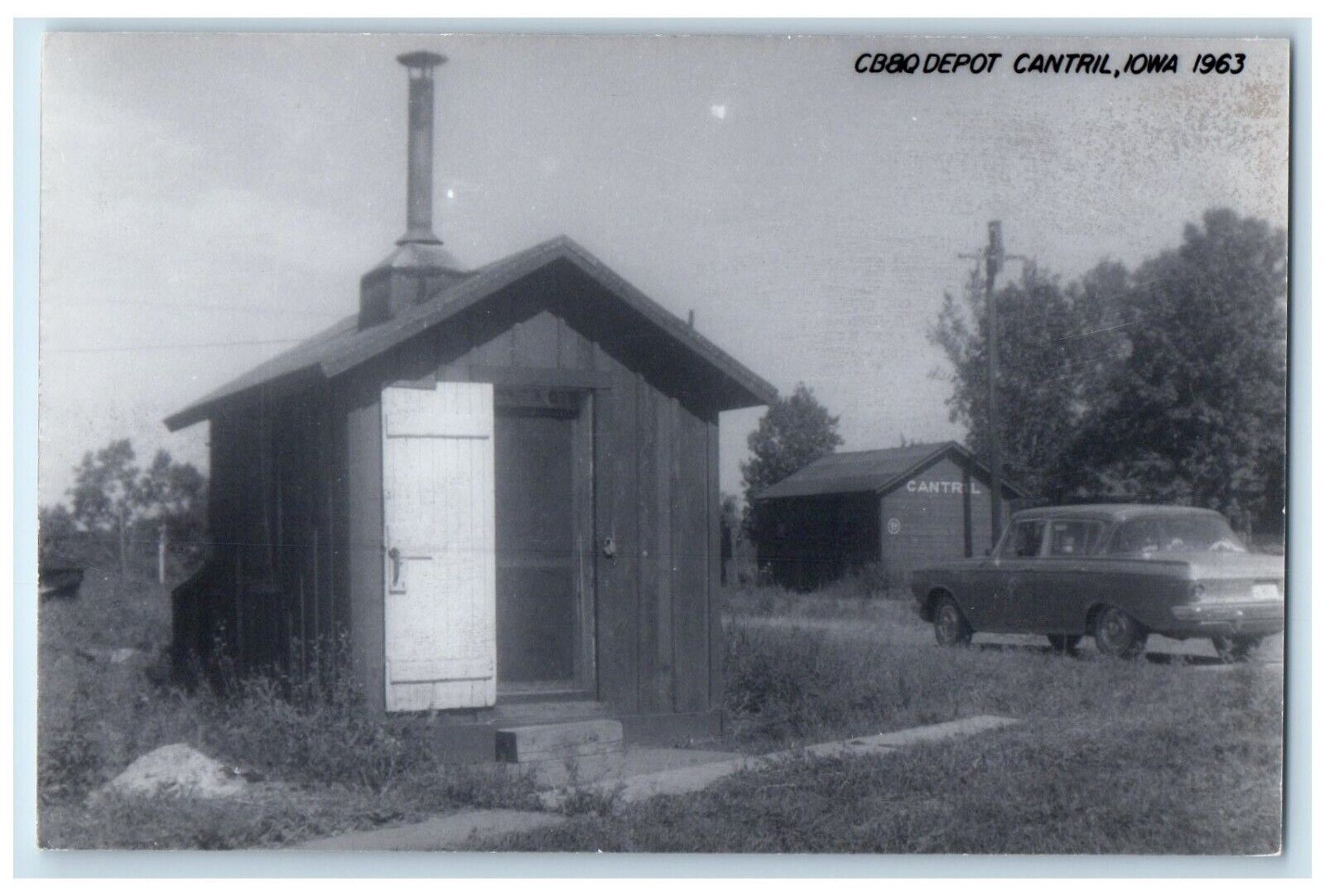 c1963 CB&P Depot Cantril Iowa Railroad Train Depot Station RPPC Photo Postcard