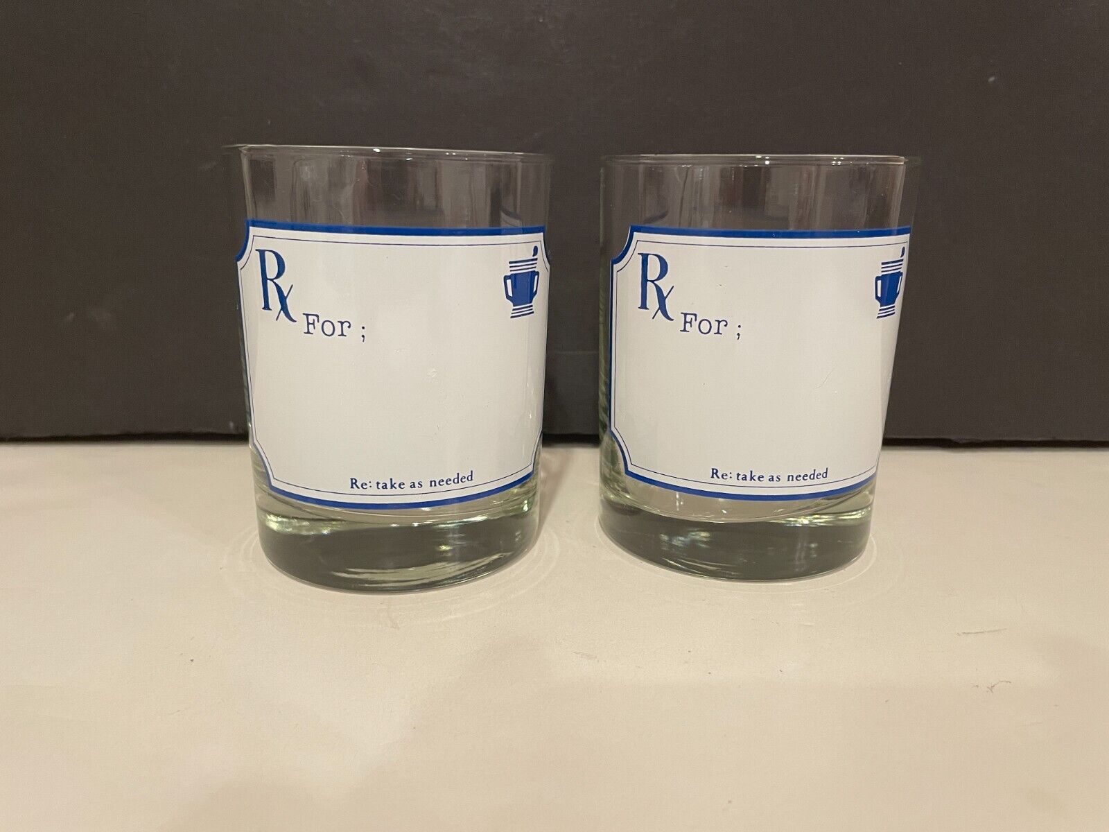 Two (2) Vintage Tastesetter RX Double Old Fashioned Rocks Glasses