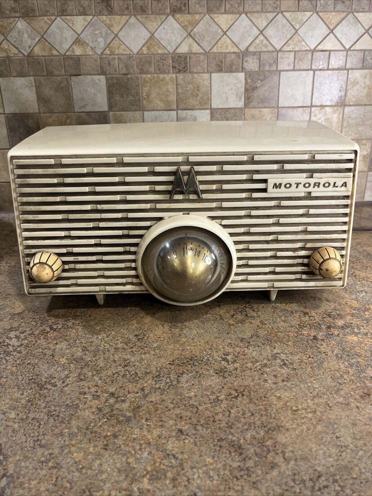 1956 vintage Motorola radio model 56H White WOW MCM Tested WORKS 