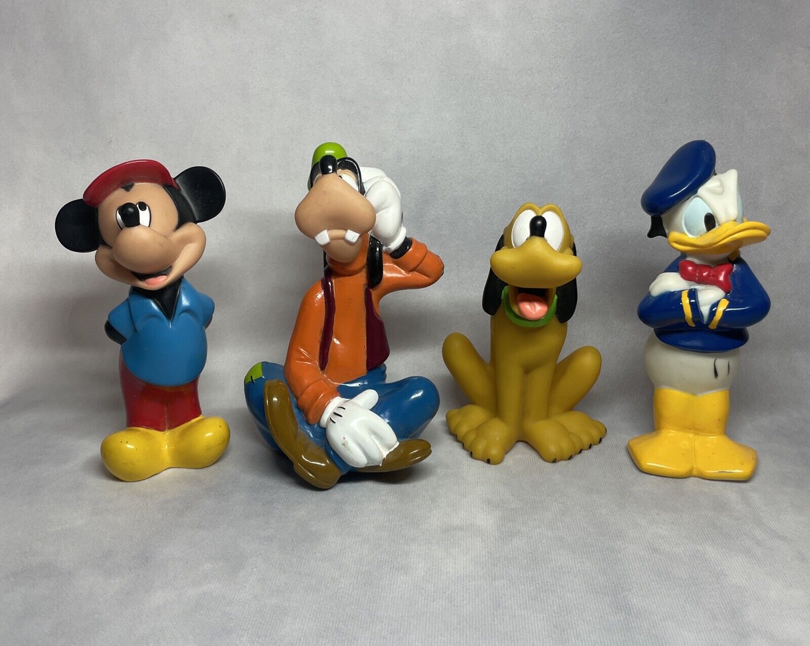 Disney Squeeze Rubber Baby Bath Toys Set Of 4 Mickey Goofy Pluto Donald Vintage