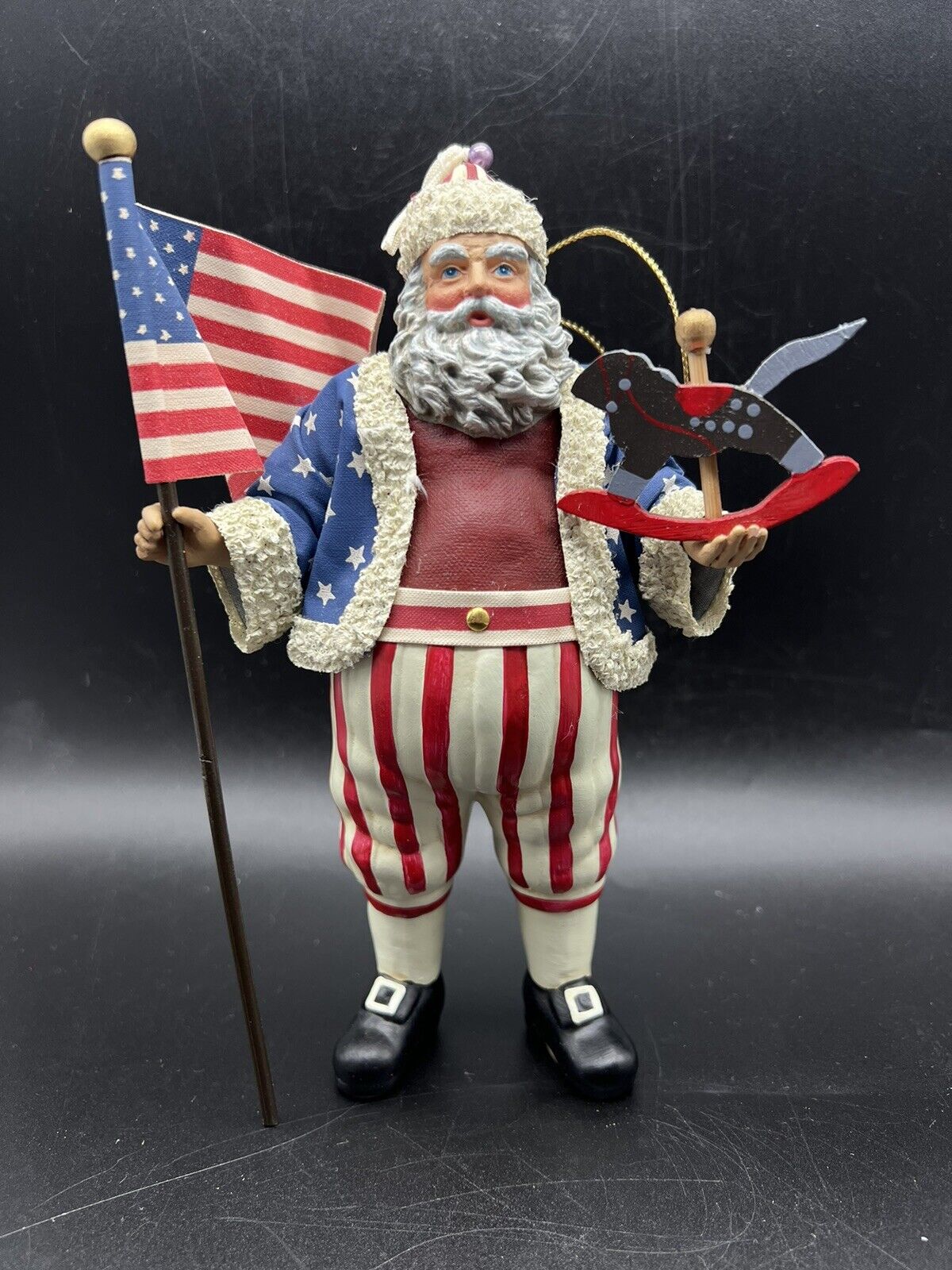 1992 Patriotic Santa Claus 625103, Possible Dreams Clothtiques Ornament W/Box
