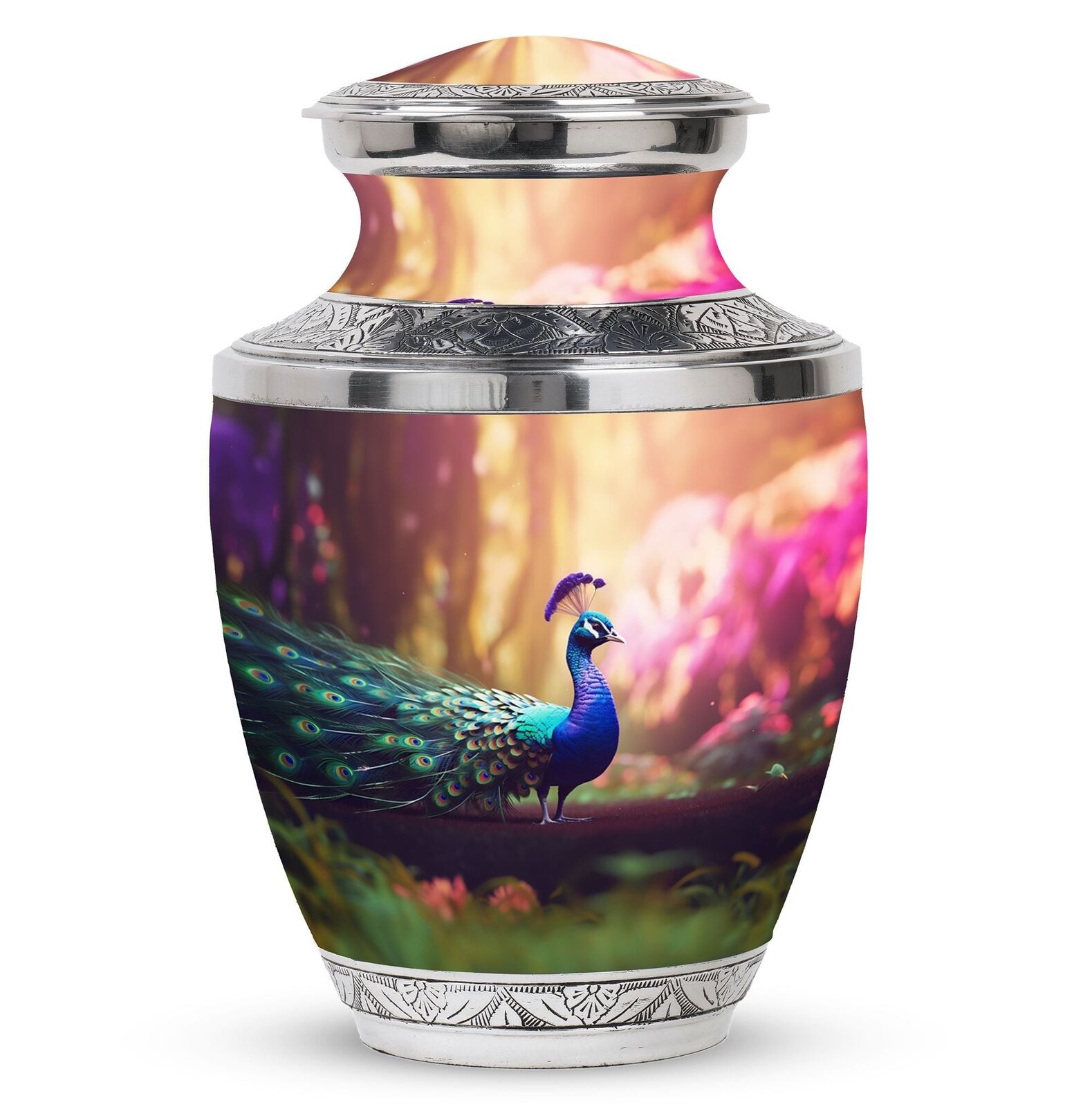 Elegant Peacock Motif- Spectral Cremation Ashes Holder