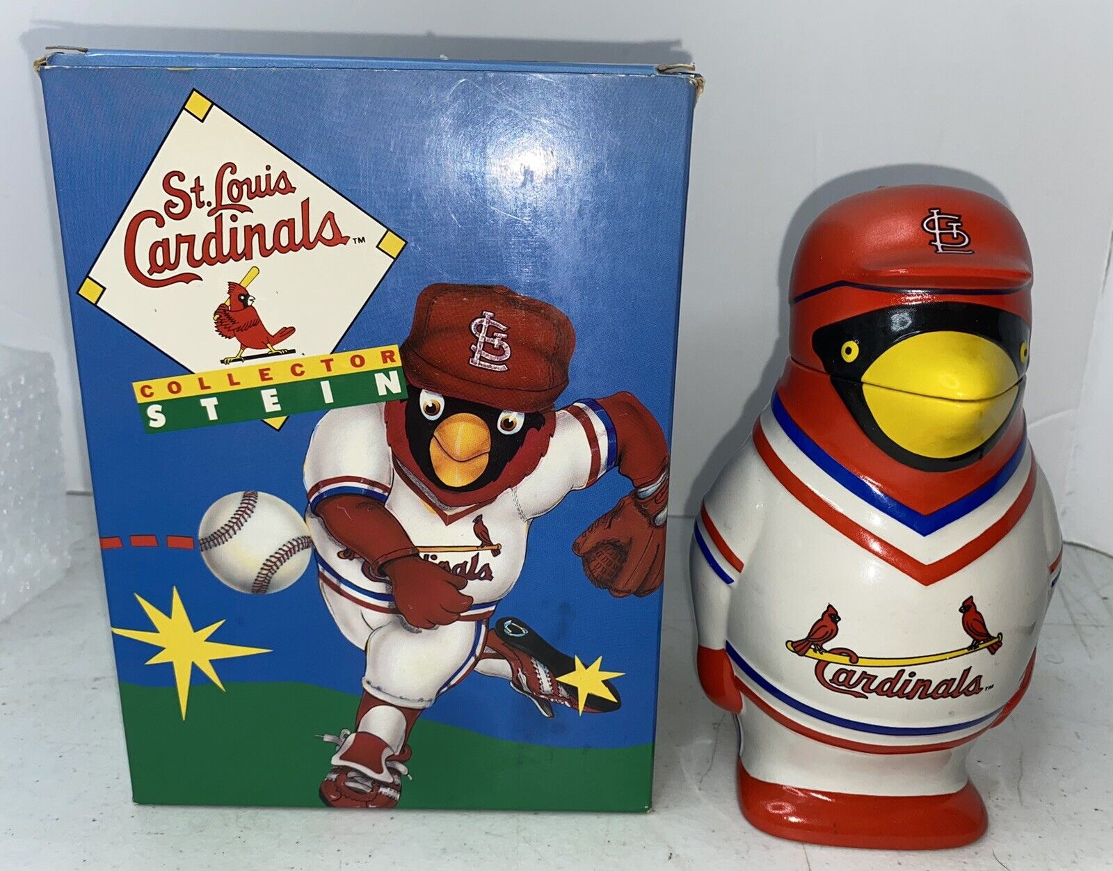 VTG ST. Louis Cardinals Redbird Rookie 7” Collectible Ceramic Beer Stein NIB NEW