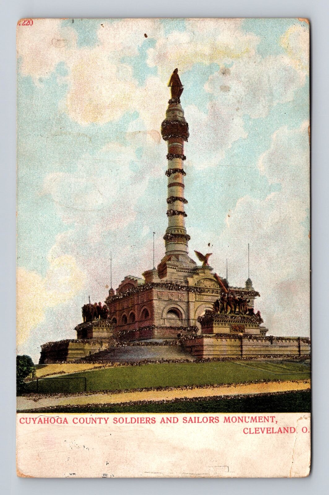 Cleveland OH-Ohio, Cuyahoga Soldiers Sailors Monument, Vintage c1906 Postcard