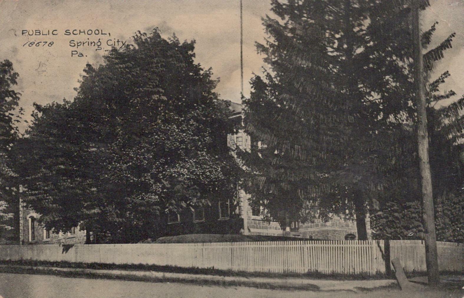 Postcard Public School Spring City PA 1908