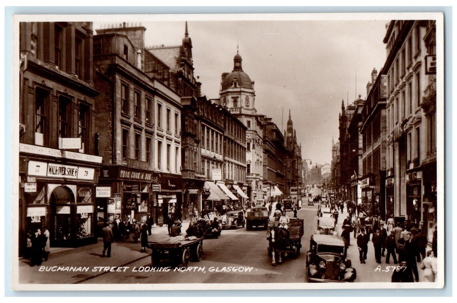 c1930's Buchanan Street Looking North Glasgow Scotland RPPC Photo Postcard