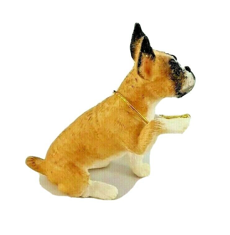 Boxer Dogs Figurines Resin Cropped Paw Up Sitting Puppy Small Figurine New