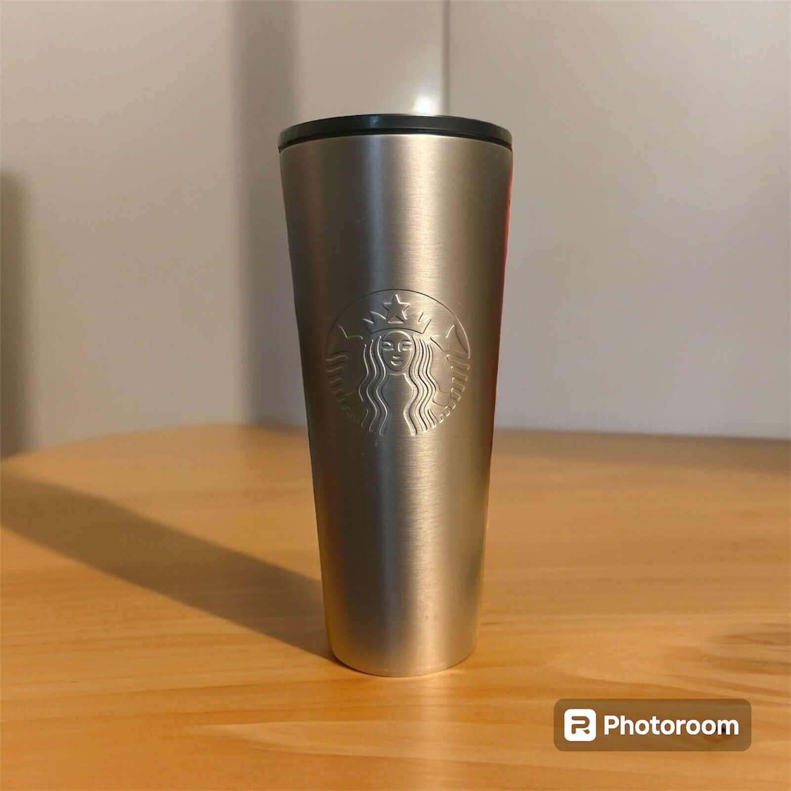 Starbucks Gray Gunmetal Embossed Siren Stainless Steel Cold Cup Tumbler Venti